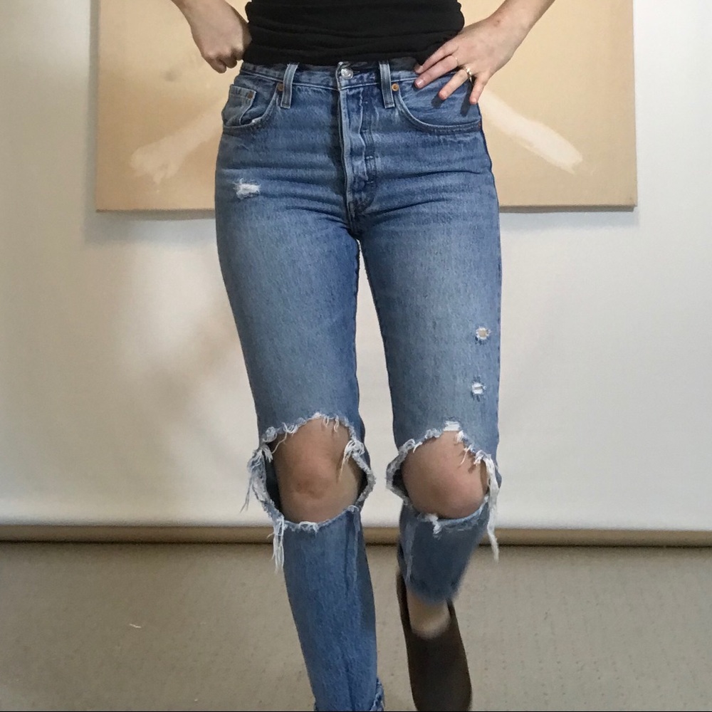 Levi’s, 501 holey skinny jeans